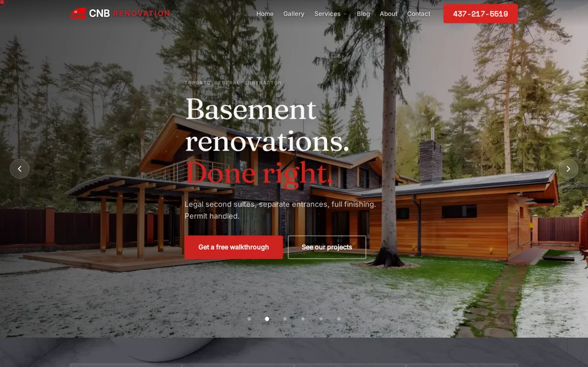 CNB Renovation — website we built, desktop view